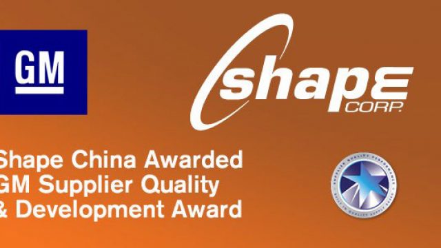 Shape China awarded GM Supplier Quality Award