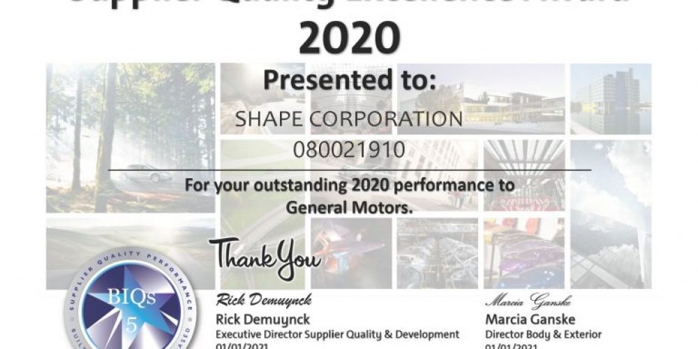 Shape Earns GM Supplier Excellence Awards