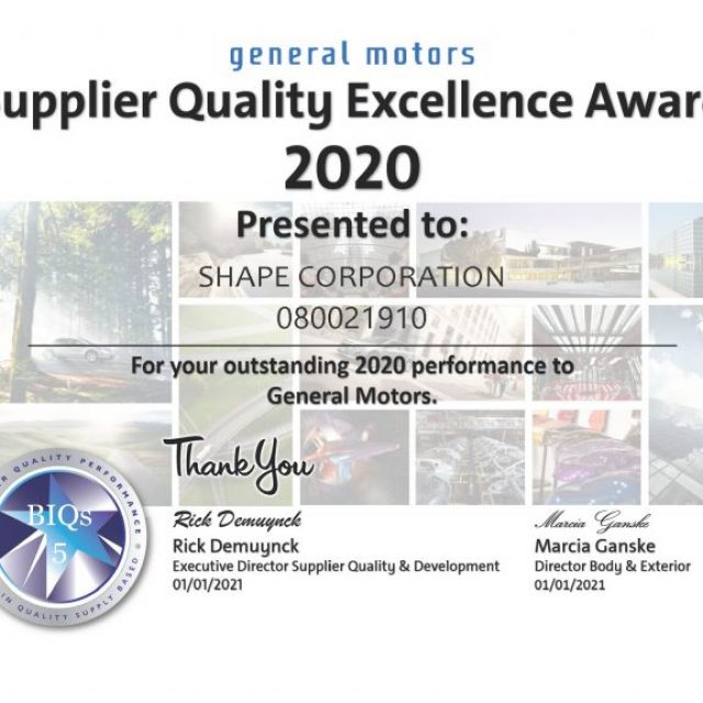 Shape Earns GM Supplier Excellence Awards
