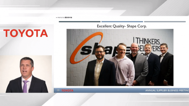Toyota Excellent Quality Award for Shape Corp.